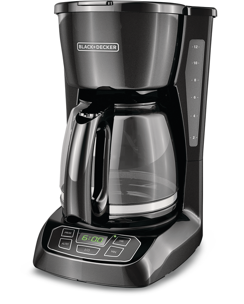 Cafetière programmable Black & Decker avec carafe en verre, noir, 12