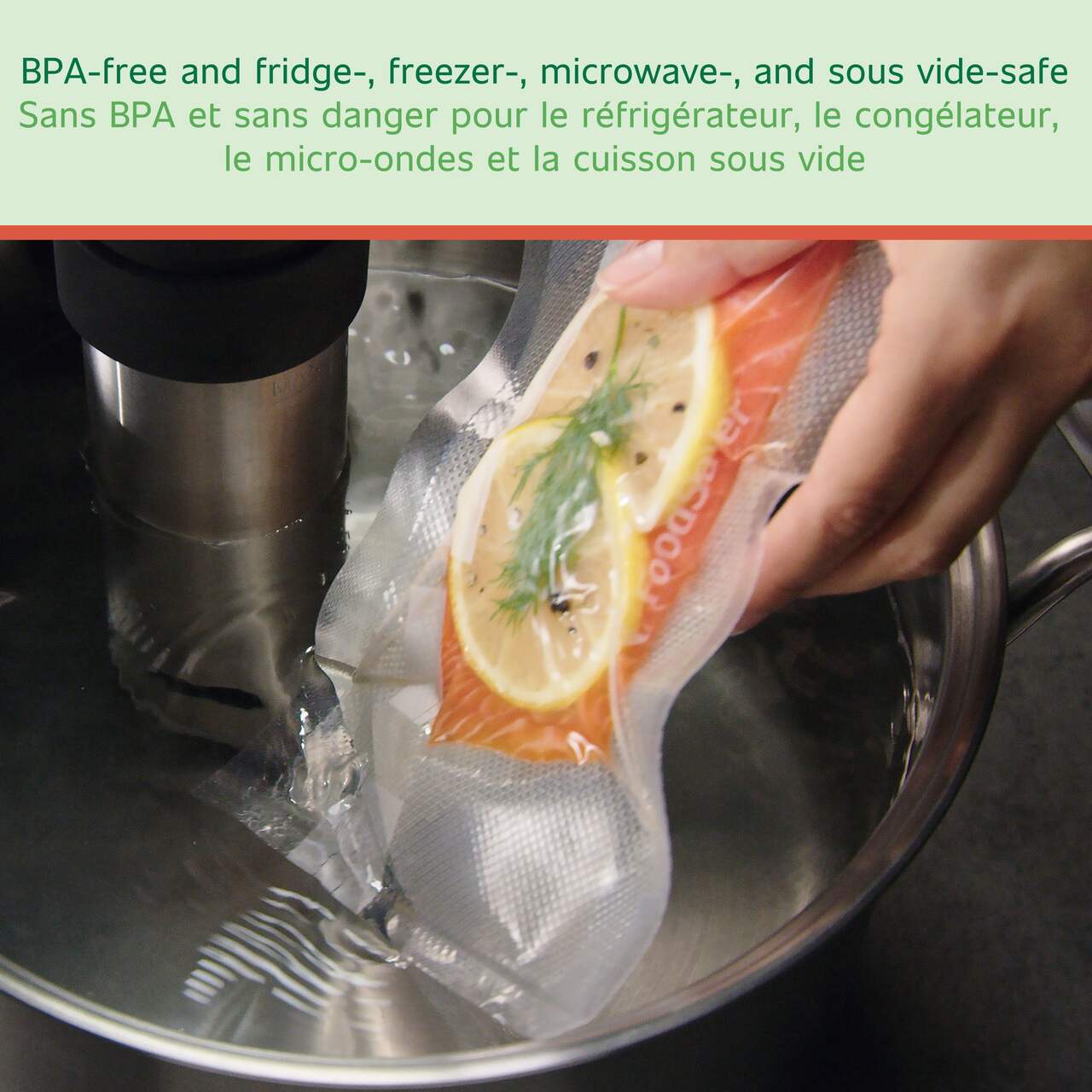 FoodSaver Rouleaux d'emballage sous vide - Sacs alimentaires recyclables et  réutilisables - Conservent la fraîcheur de vos aliments jusqu'à 5 fois plus  longtemps - Sans BPA - 2 rouleaux (20cm x 4,5m) 