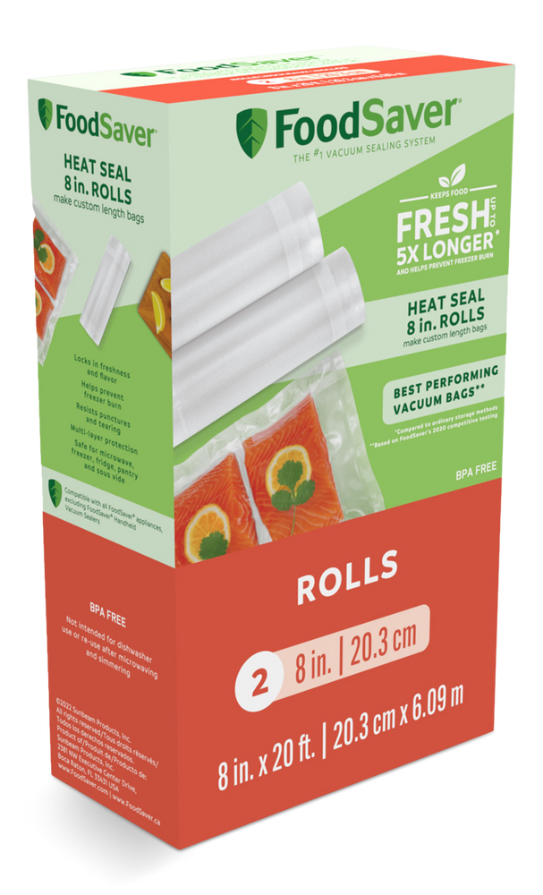 FoodSaver® HeatSeal Vacuum Sealer Roll, 8in x 20ft, 2pk Canadian Tire