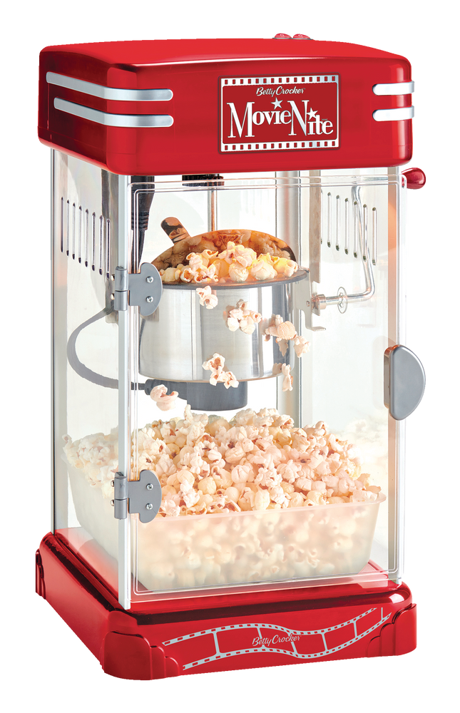 Betty Crocker Movie Nite CinemaStyle Kettle Popcorn Maker, Red, Up to