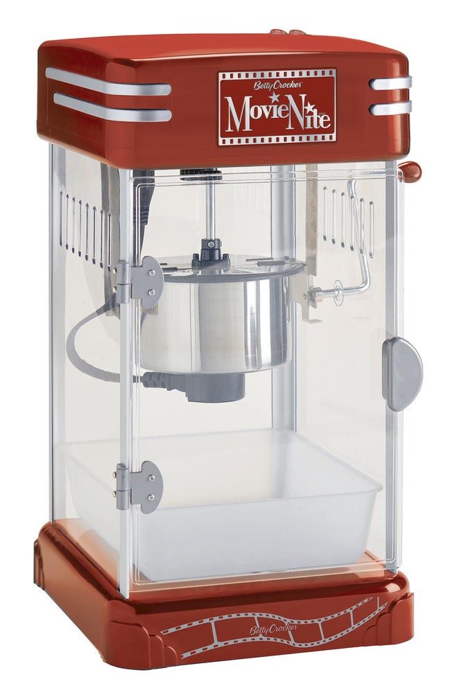 Betty Crocker Movie Nite CinemaStyle Kettle Popcorn Maker, Red, Up to