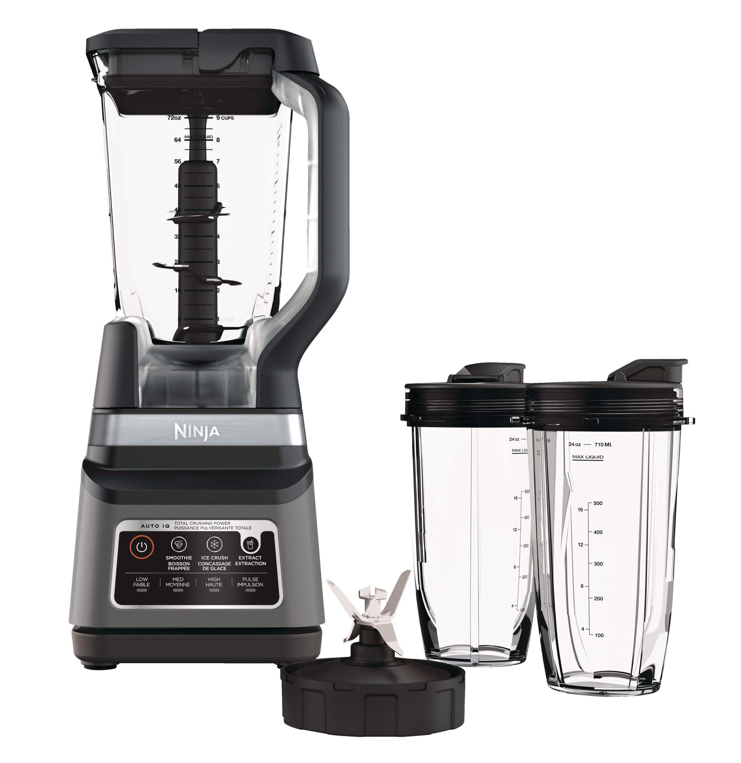 Ninja® Professional Plus Blender DUO® w/ 3 Pre-Set Auto IQ Programs, Stainless Steel, 1400W Front_Flat