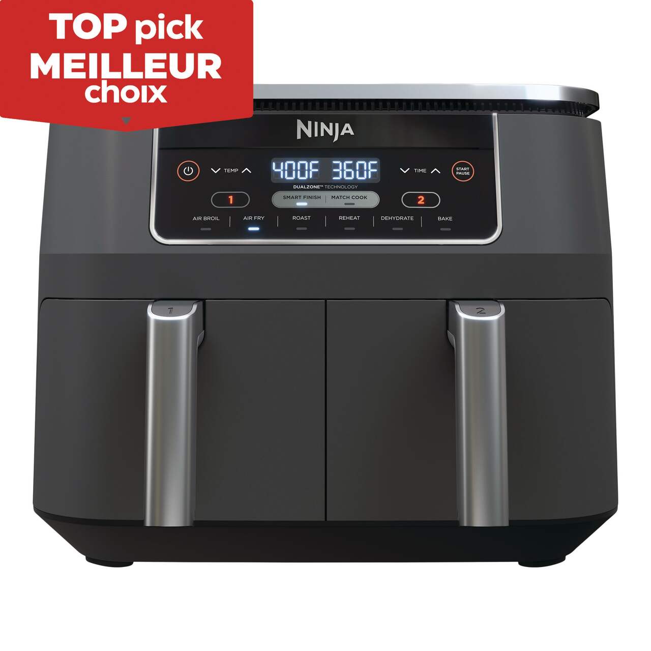 Ninja® Dual Zone Air Fryer w/ 4-in-1 Functions, Stainless Steel, Black,  7.5-L