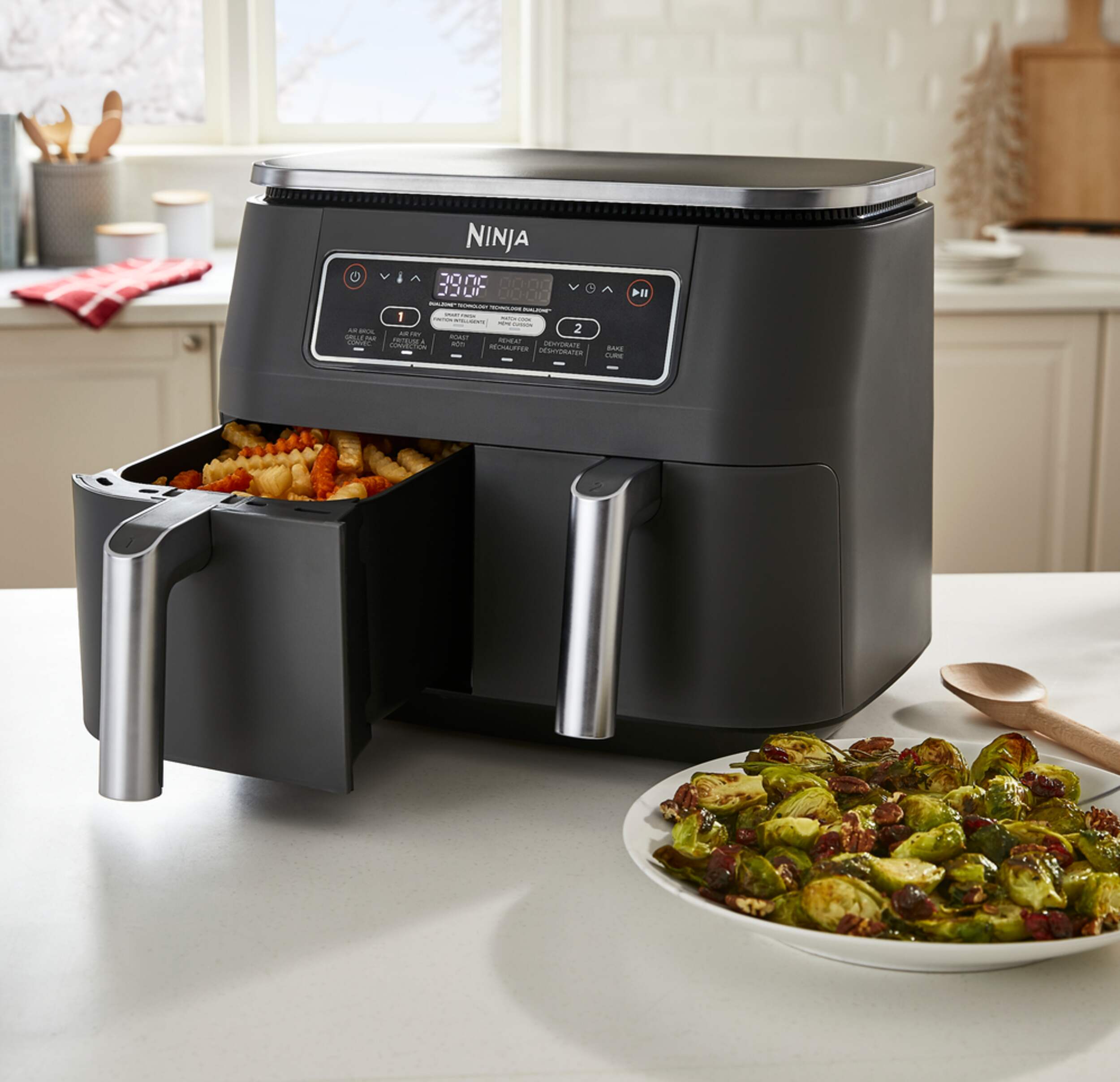 Friteuse à air Ninja Dual Zone avec fonctions 6en1, acier inoxydable