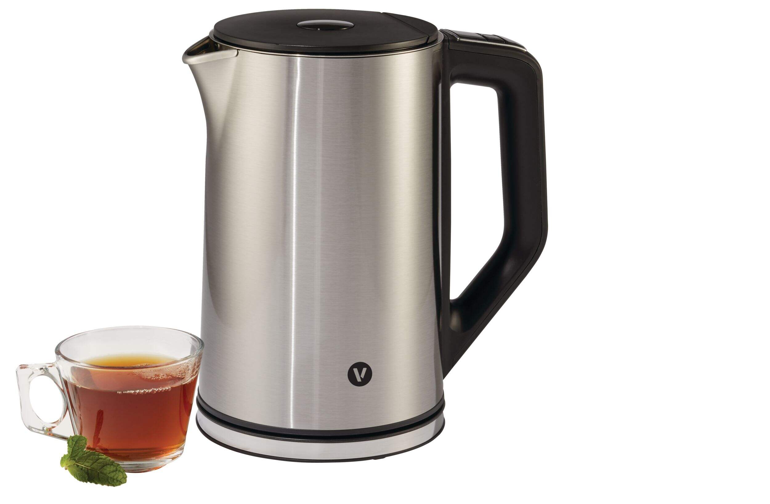 Vida by PADERNO Cordless Temperature Control Electric Kettle w/ Auto Shut-Off, Stainless Steel, 1.5-L Front_Three_Fourths_Angled_Left