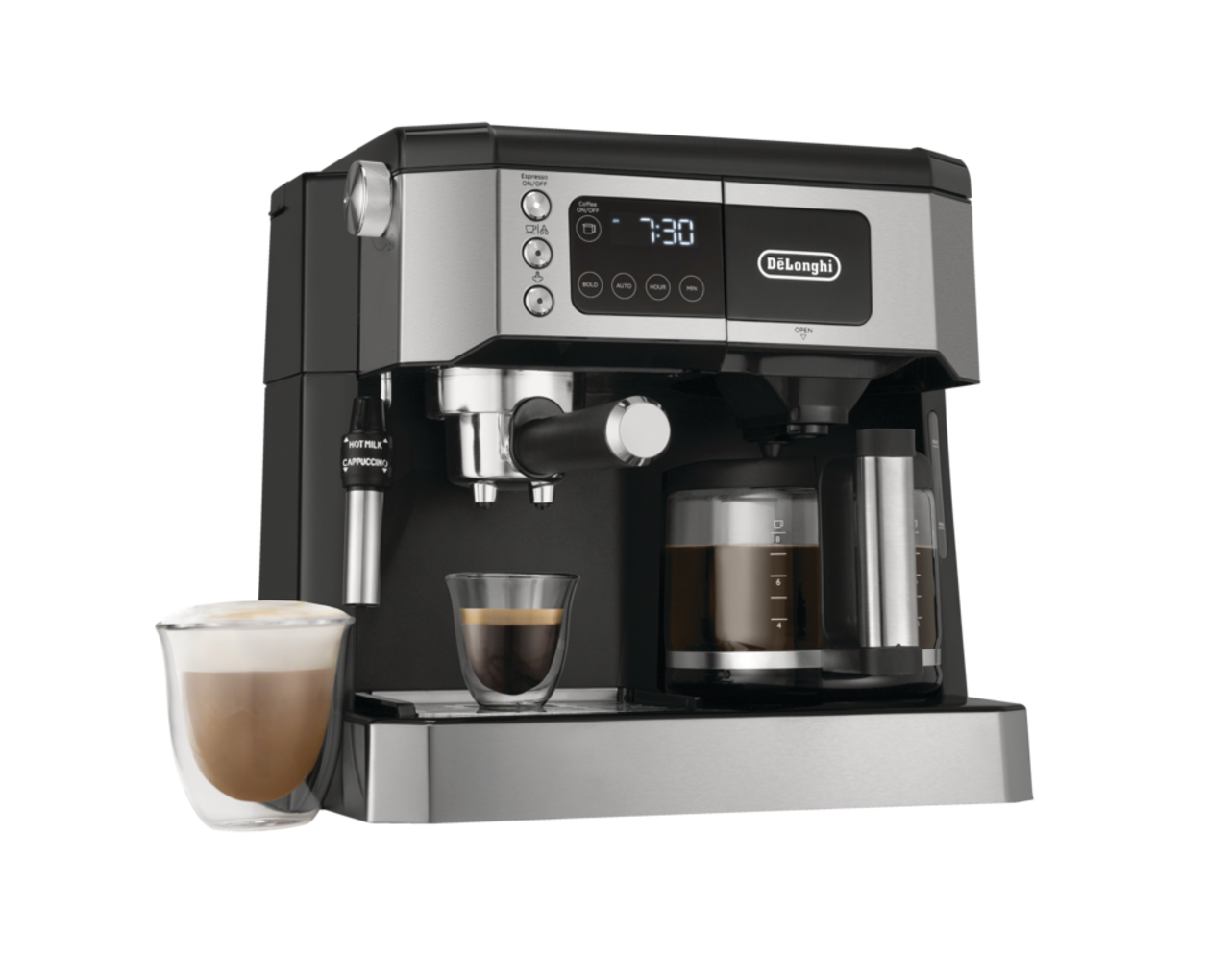 Cafetière numérique et machine à espresso tout-en-un programmable DeLonghi  avec carafe de 10 tasses, pompe de 15 bars