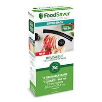 FoodSaver Reusable Zipper Vacuum Sealer Bags, 946mL, 10-pk