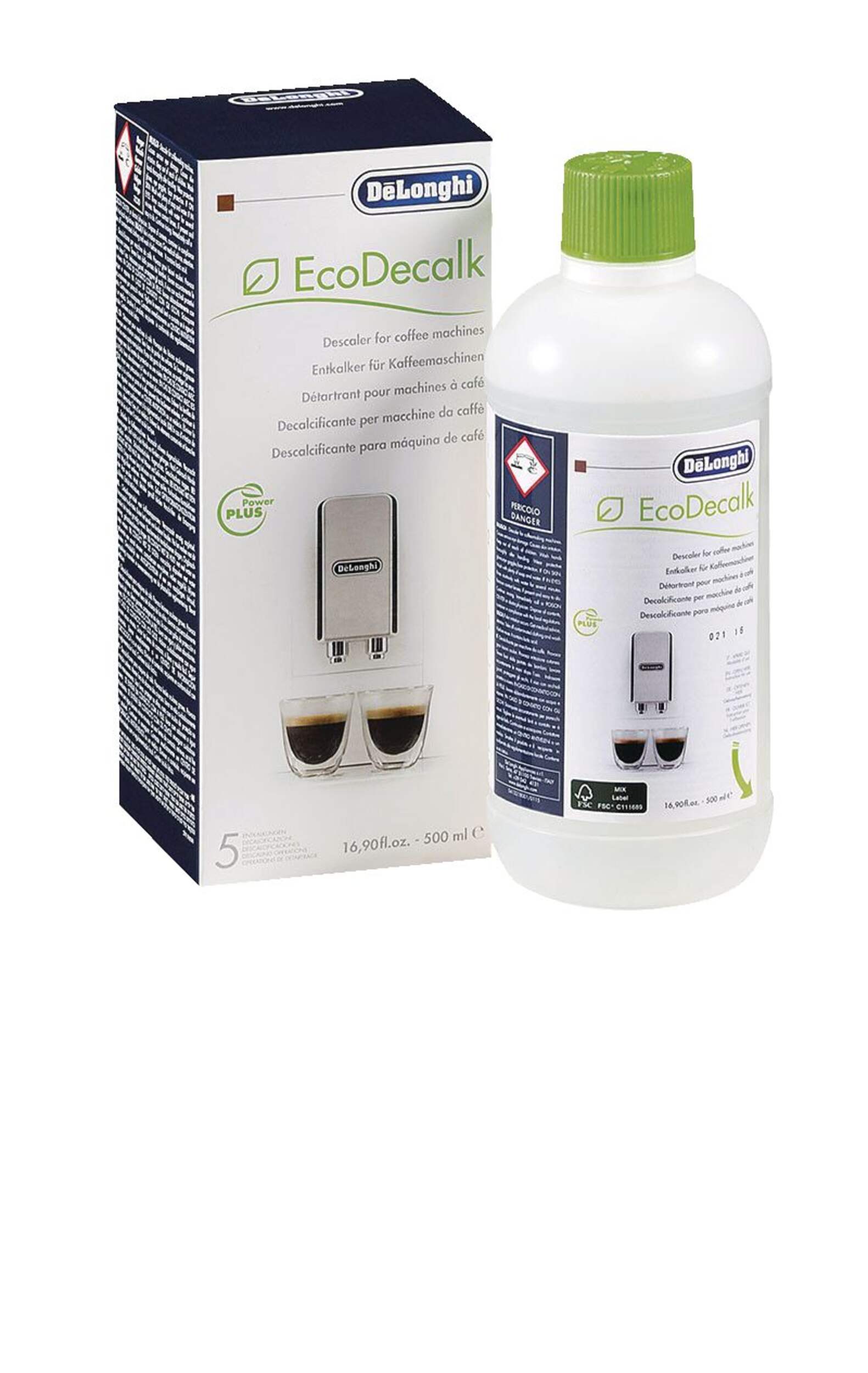 DeLonghi Universal Eco-Friendly Descaling Solution For Coffee & Espresso Machines, 500mL Front_Angled_Right