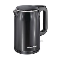 Hamilton Beach Cordless Cool Touch Electric Kettle w/ LED Indicator Switch, Black, 1.6L Front_Three_Fourths_Angled_Left