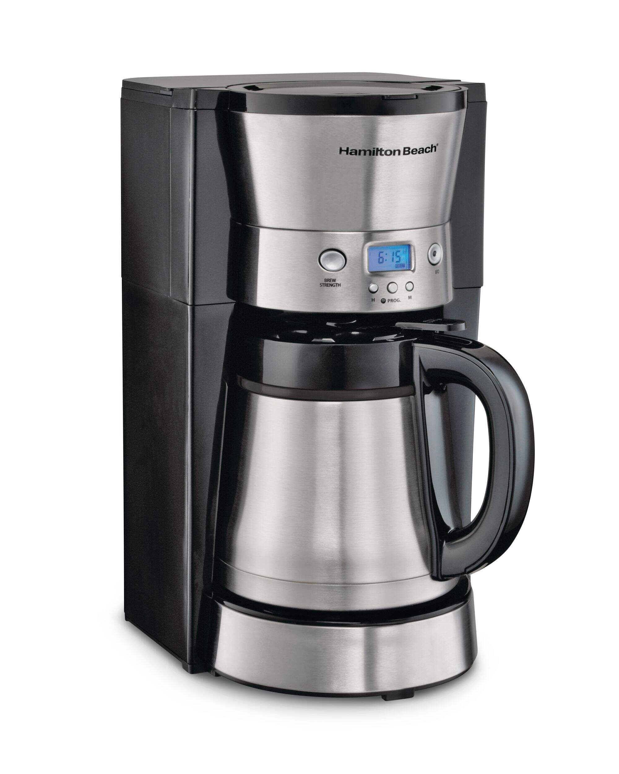 Cafetière programmable avec carafe thermique Hamilton Beach, acier inoxydable, 10 tasses Front_Angled_Right