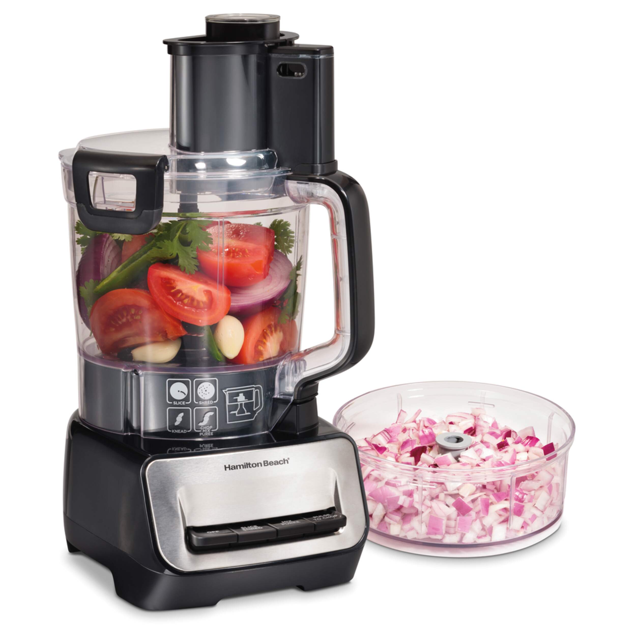 Hamilton Beach Stack & Snap Duo Dual Bowls Food Processor Black, 14