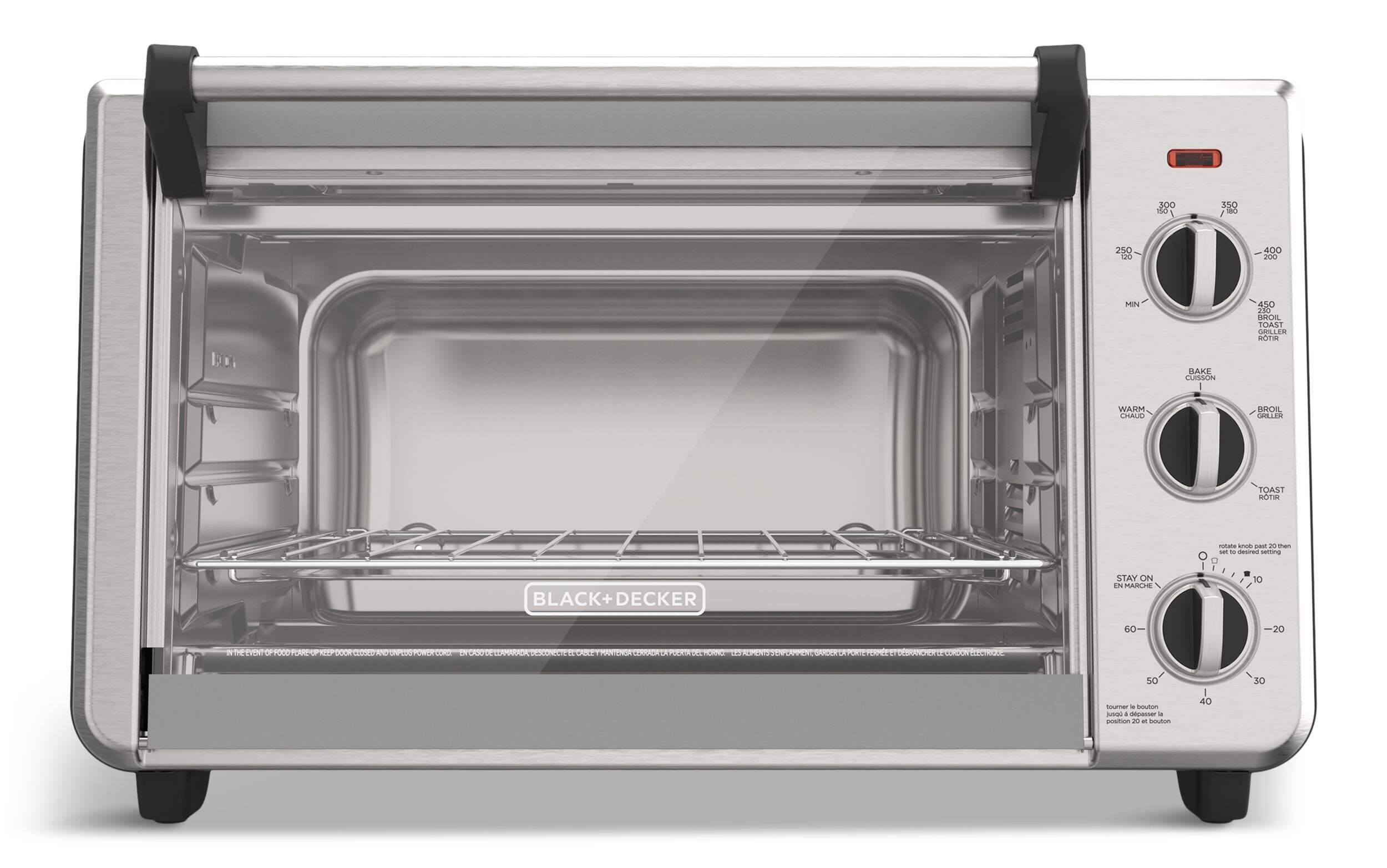Black & Decker Convection Toaster Oven w/ 3 Functions, Stainless Steel, 6-Slices Front_Flat