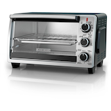 Black & Decker Toaster Oven w/ 4 Functions, Stainless Steel, 6-Slices Front_Three_Fourths_Angled_Left