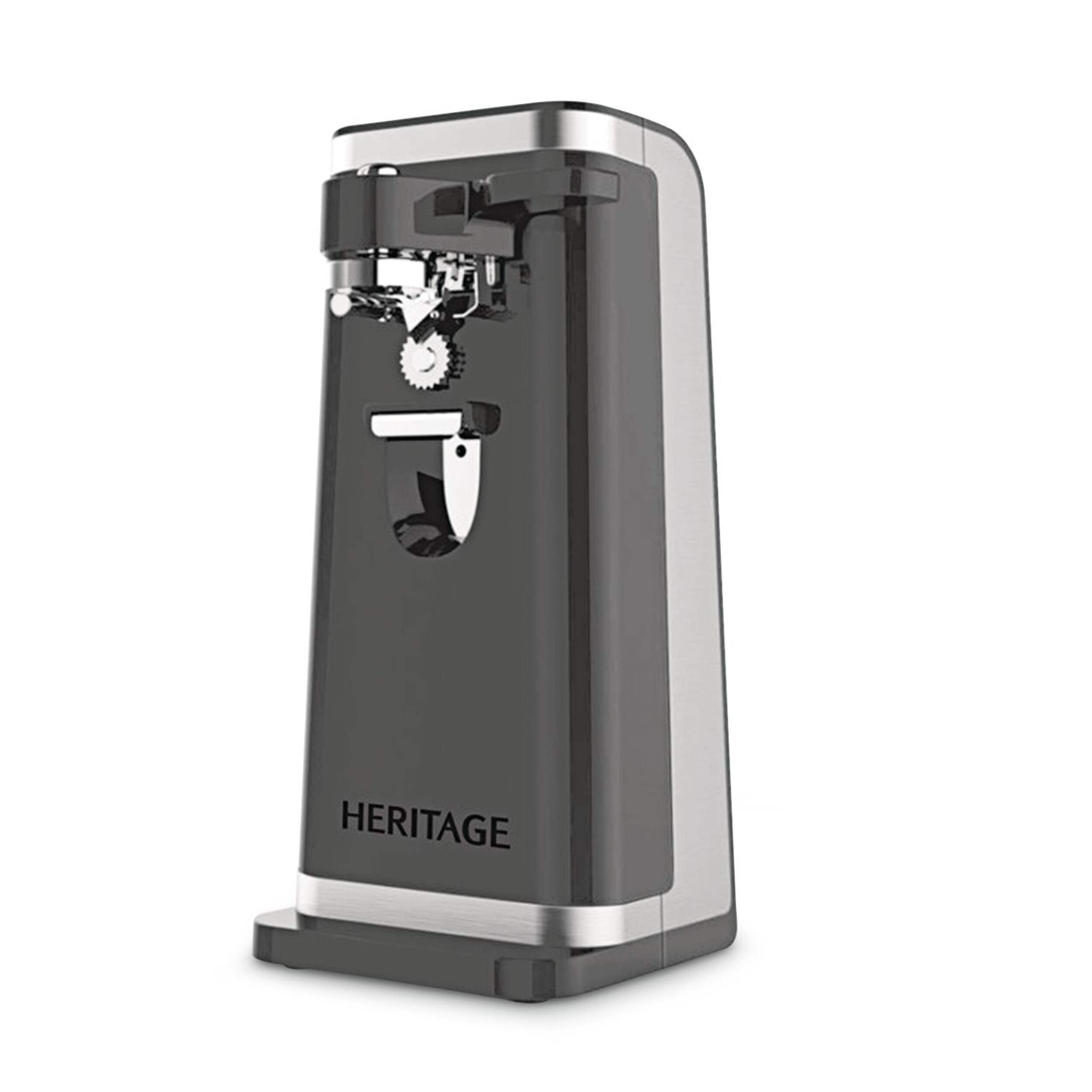 Heritage Freestanding Countertop Can Opener with Extra Wide Base, Black Front_Three_Fourths_Angled_Left