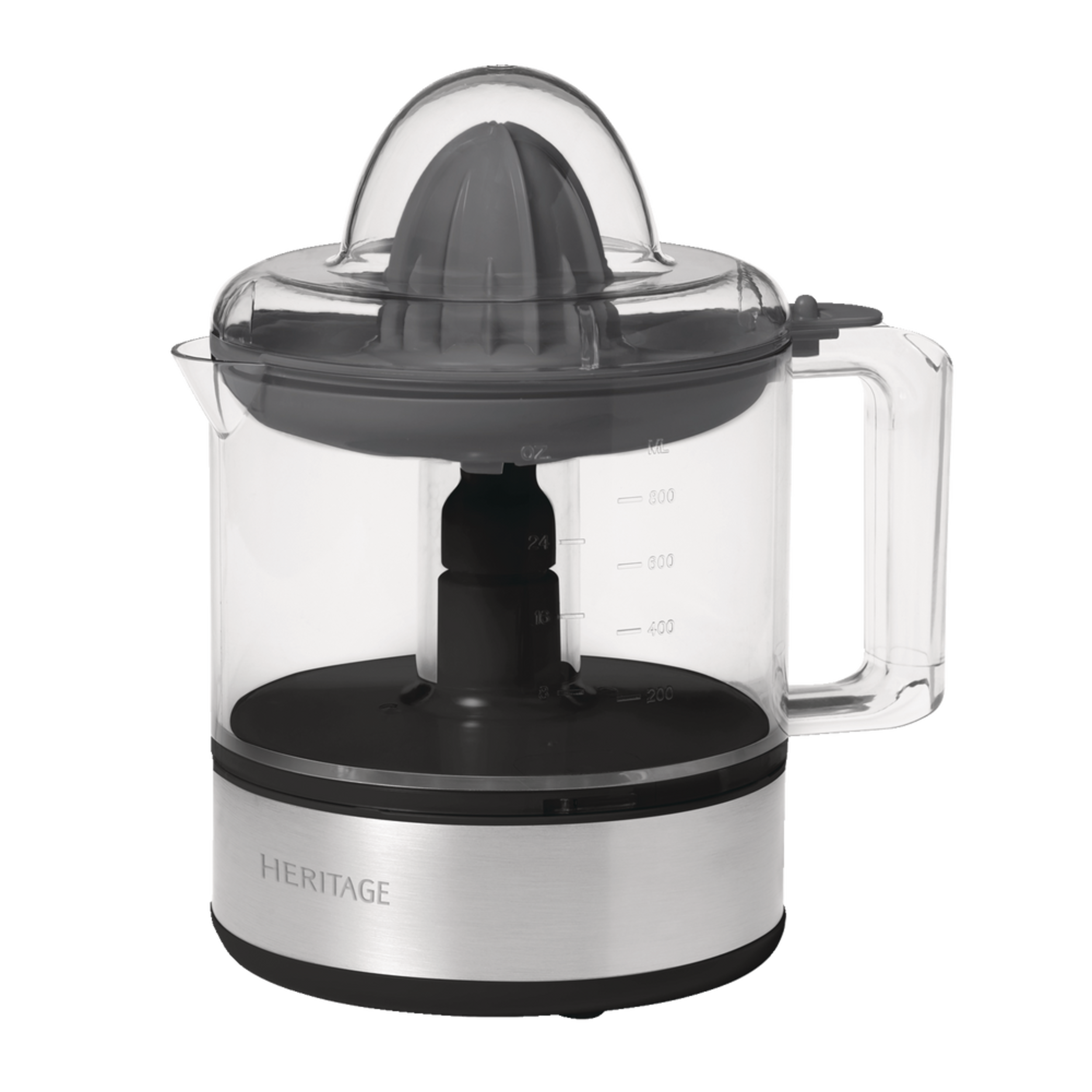 Heritage Compact Citrus Juicer Silver, 30W, 3 Cups Front_Angled_Left