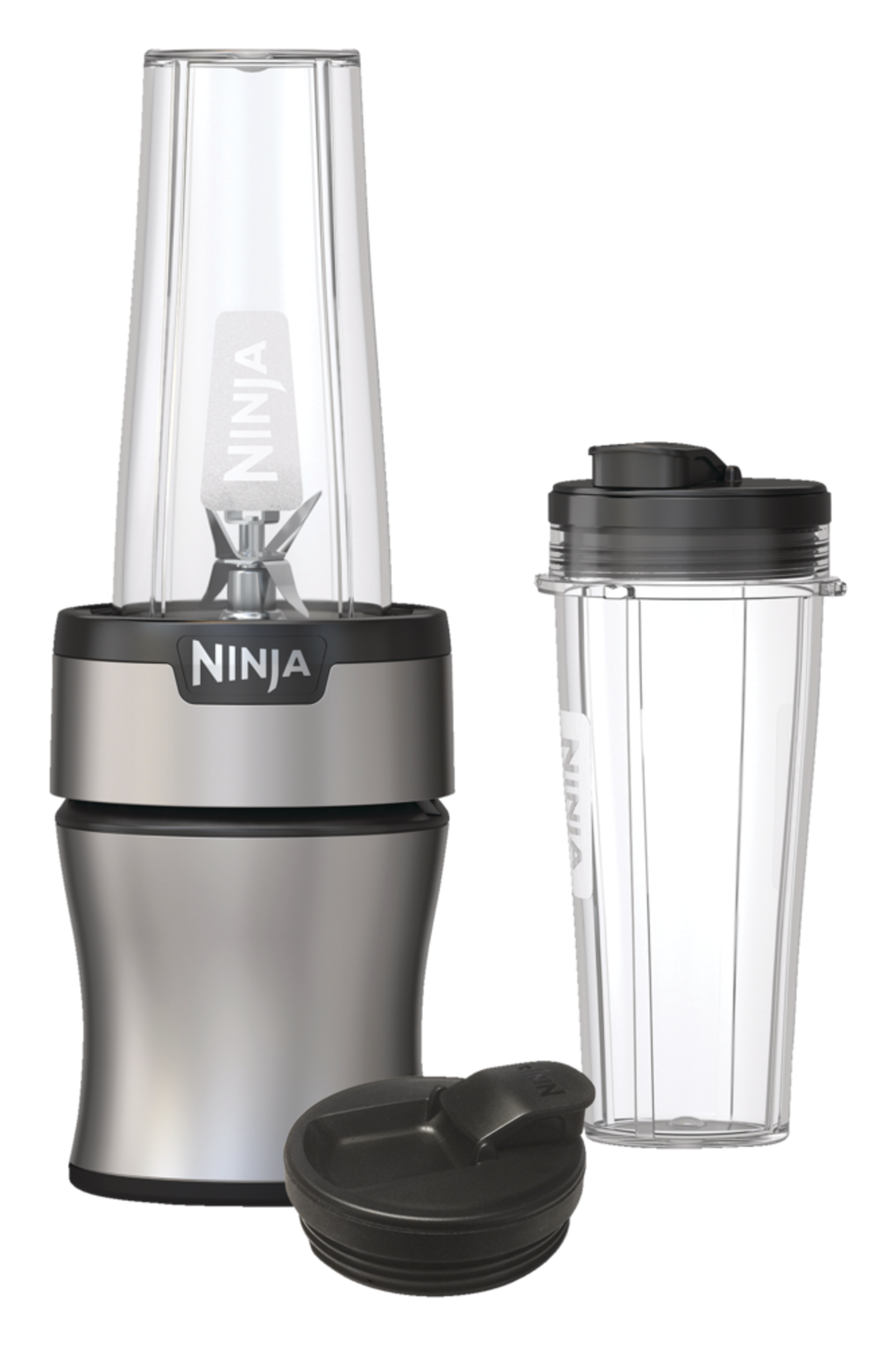 Ninja® Nutri Personal Blender with 2 Travel Jars, Silver, 591mL Front_Flat