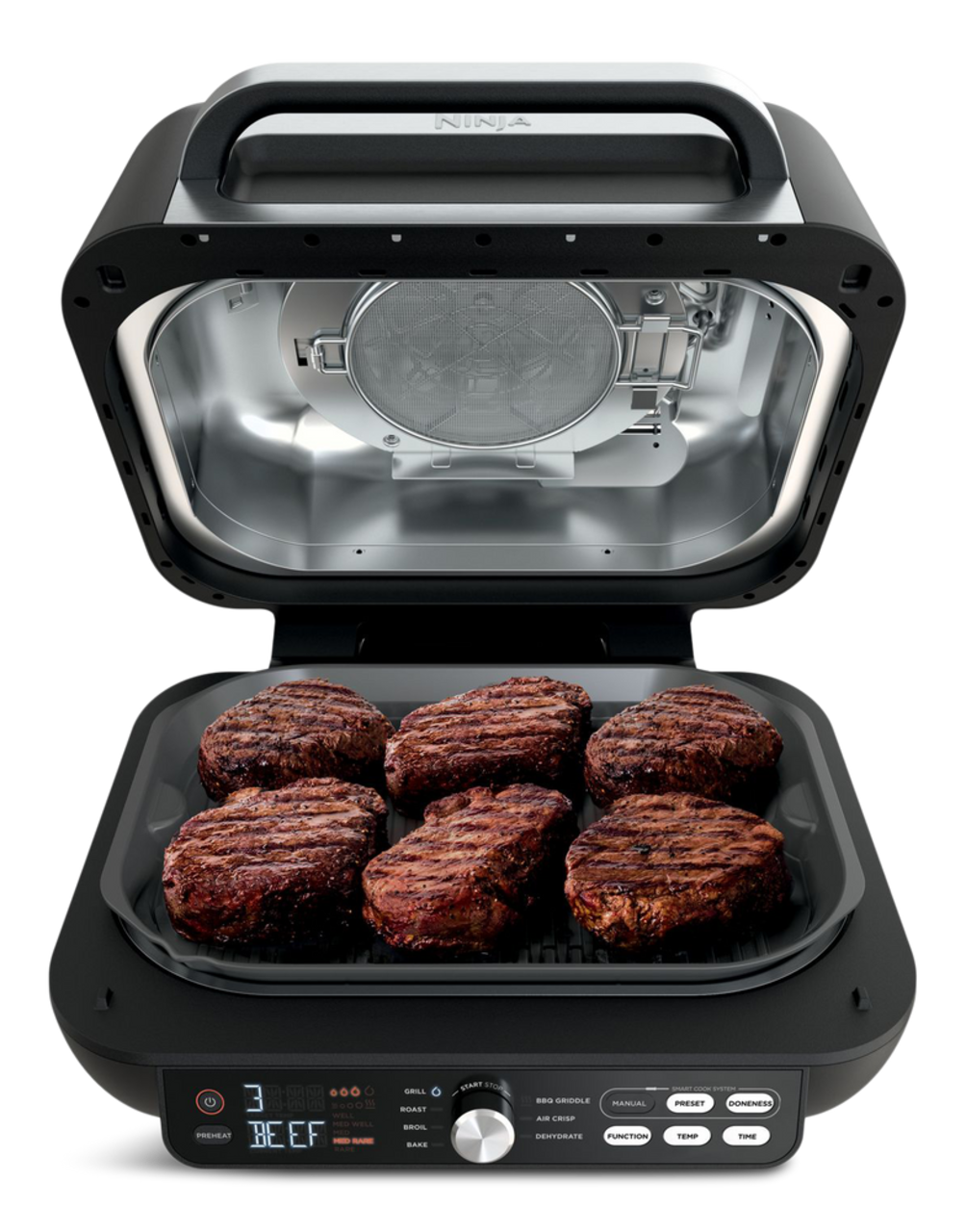 Ninja IG601 Foodi XL 7-in-1 Electric Indoor Grill Combo, use Opened or  Closed, Air Fry, Dehydrate & More, Pro Power Grate, Flat Top Griddle,  Crisper