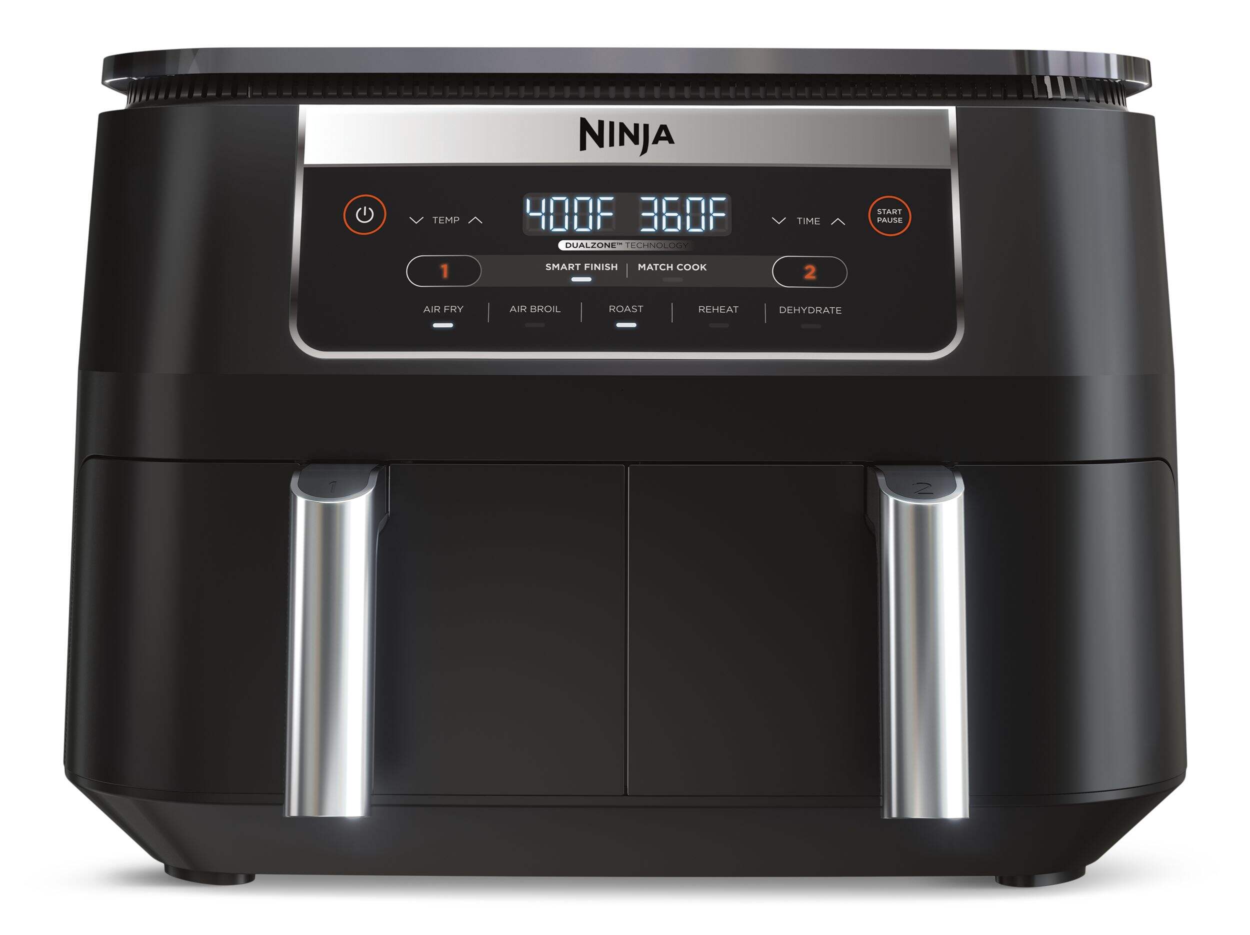 Ninja Dual Zone Mini Air Fryer with Independent Baskets & 5 Functions, 6-qt Front_Flat