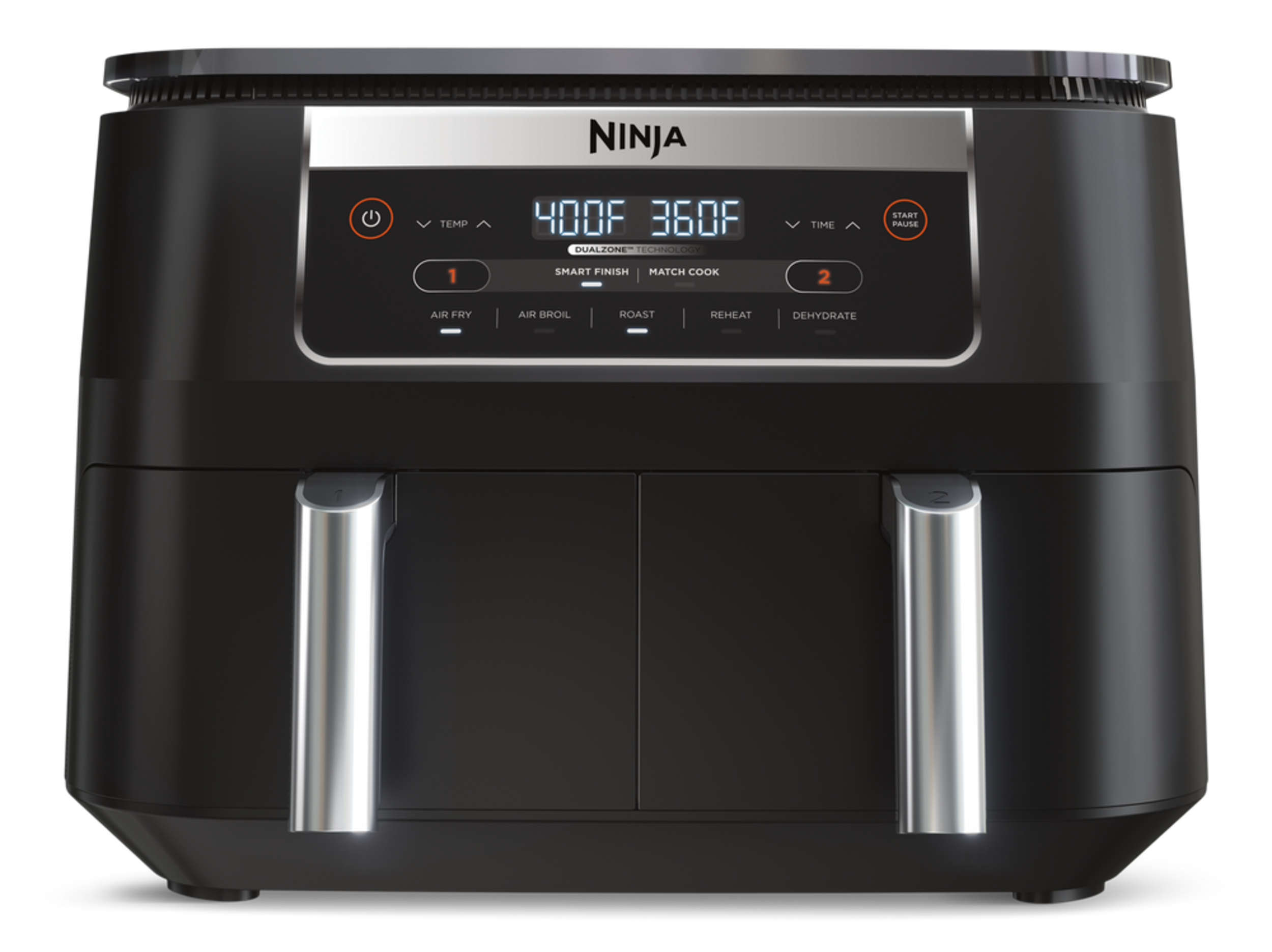 Ninja Dual Zone Mini Air Fryer with Independent Baskets & 5 Functions, 6-qt Front_Flat