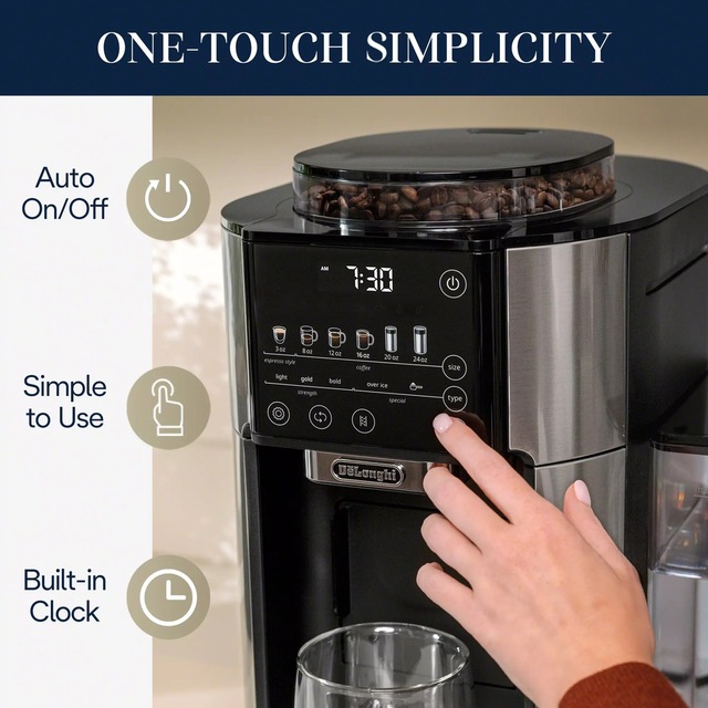 Delonghi TrueBrew Single Serve Drip Coffee Maker w/ BuiltIn Grinder