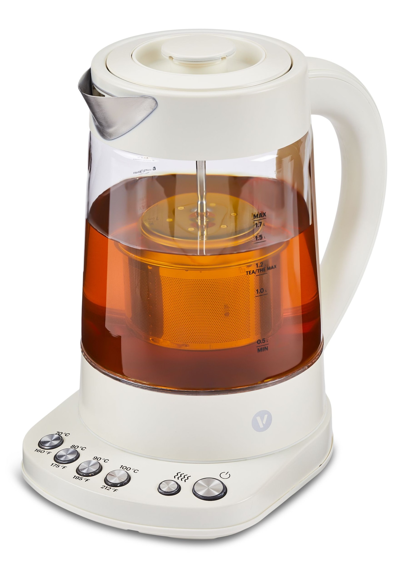 Vida by PADERNO Colour Series Electric Variable Temperature Steeping Kettle, Shortbread, 1.7L