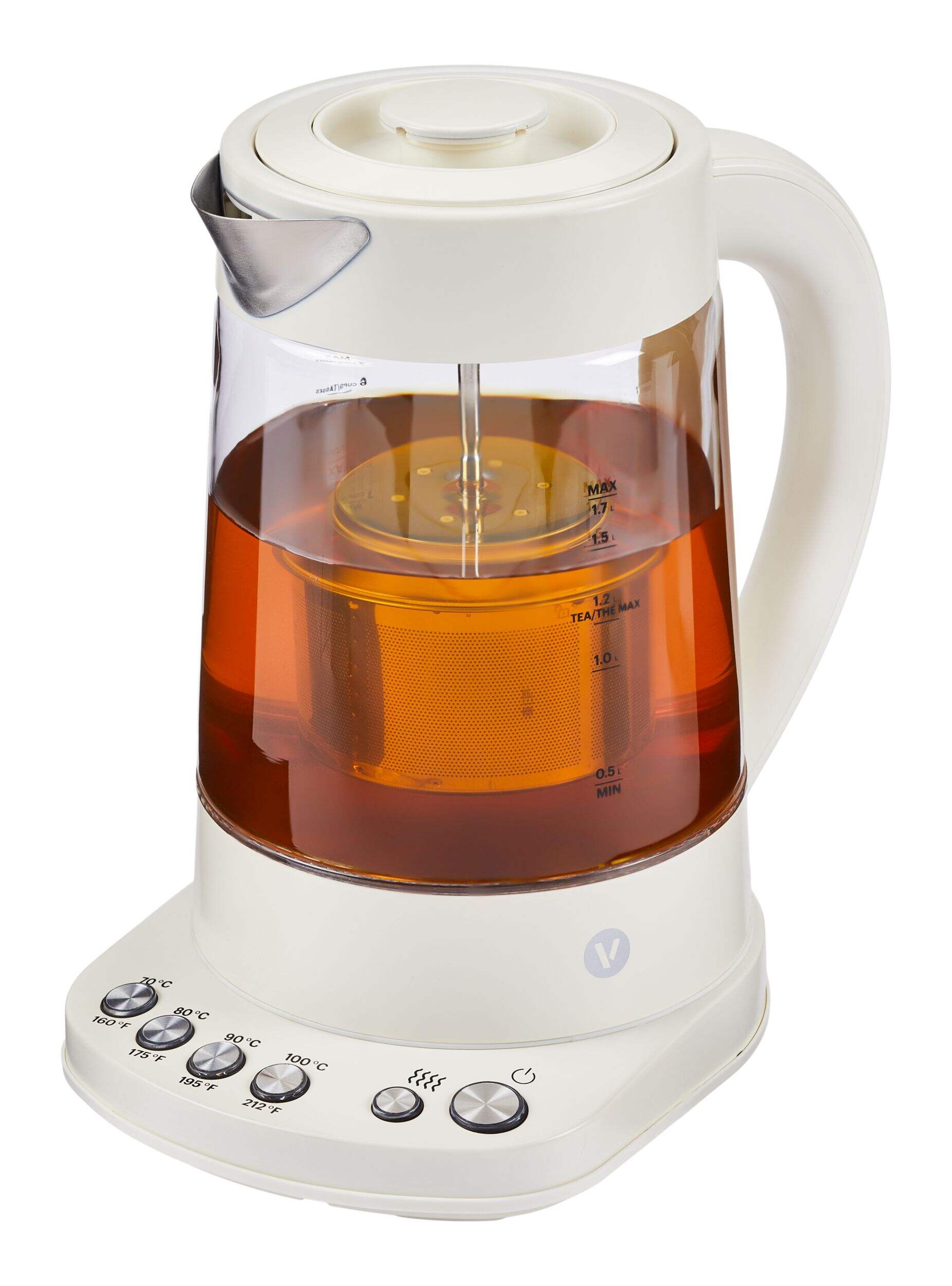Vida by PADERNO Colour Series Electric Variable Temperature Steeping Kettle, Shortbread, 1.7-L Front_Three_Fourths_Angled_Left