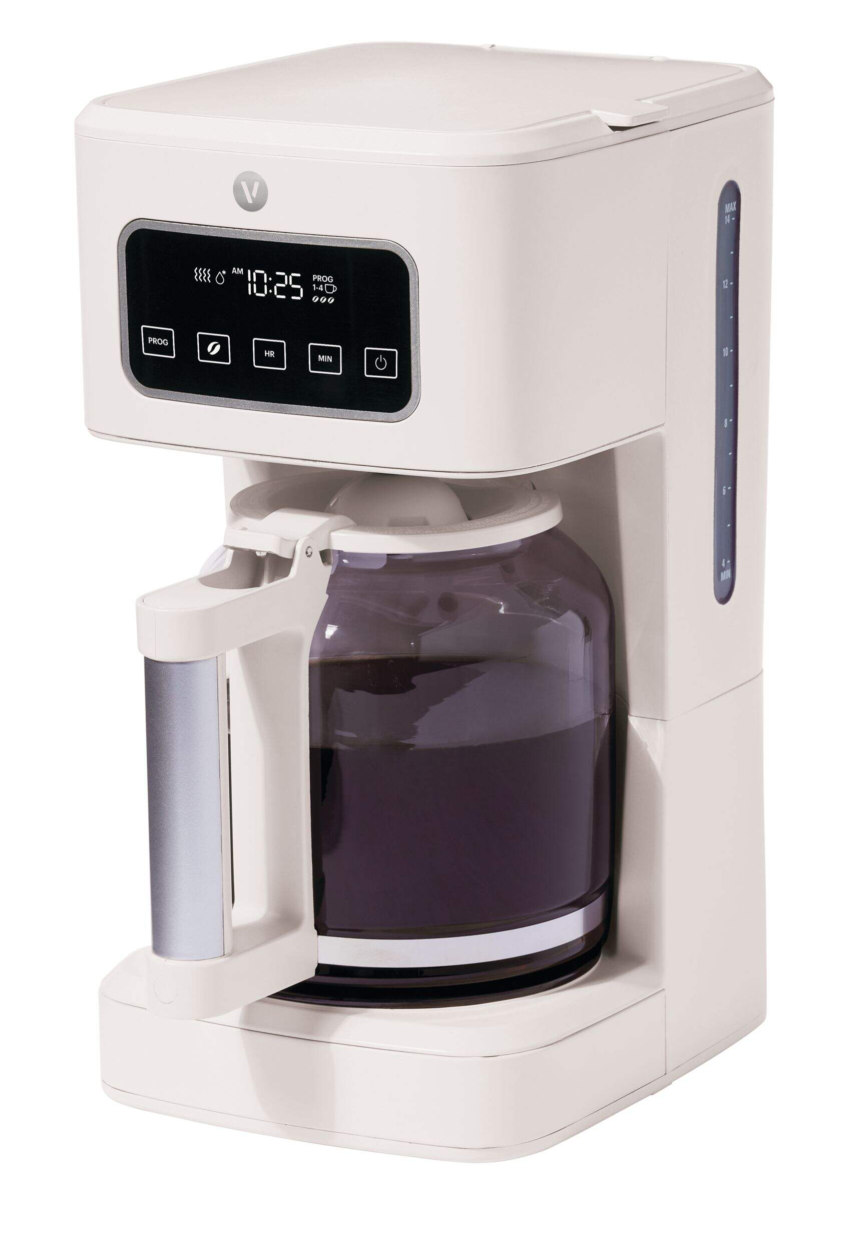 Vida by PADERNO Colour Series Programmable Coffee Maker with Auto Shut Off, Shortbread, 14-Cup Front_Three_Fourths_Angled_Left
