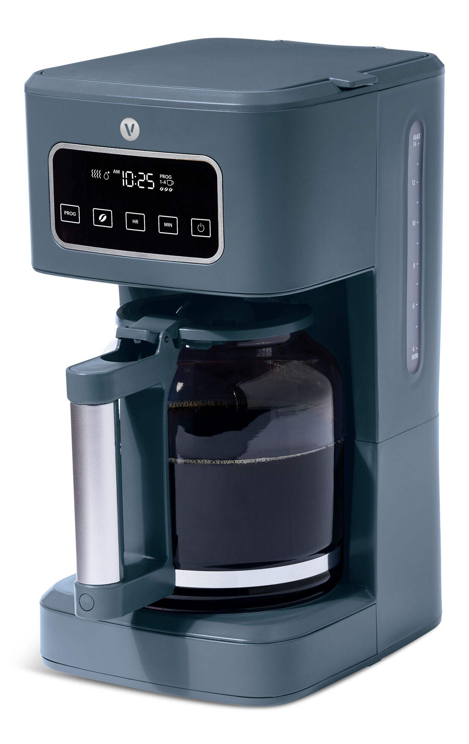 Vida by PADERNO Colour Series Programmable Coffee Maker with Auto Shut Off, Bluefin, 14-Cup Front_Three_Fourths_Angled_Left
