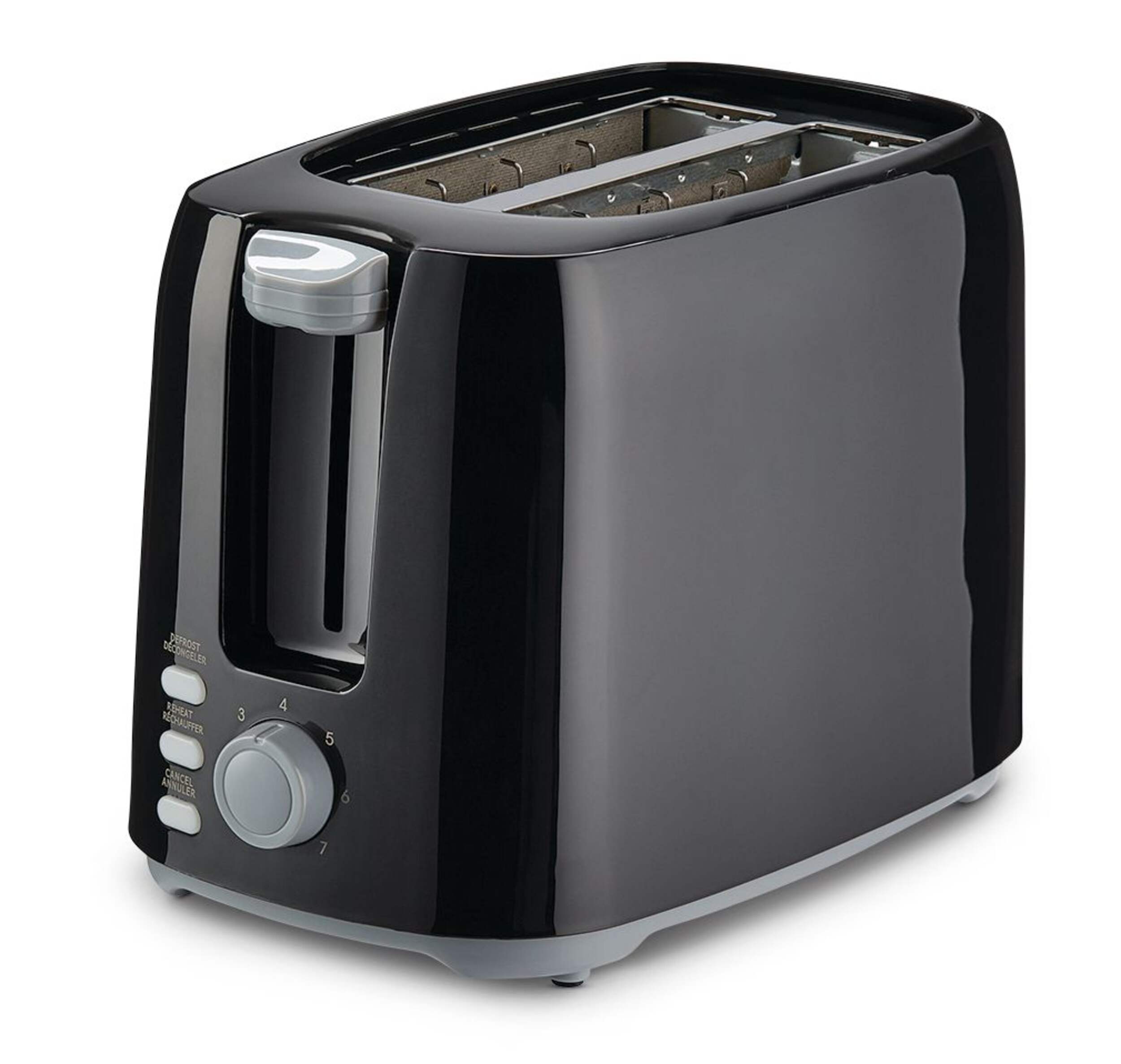 MASTER Chef Wide Slots Toaster w/ 7 Settings, Black, 2-Slices Front_Three_Fourths_Angled_Left