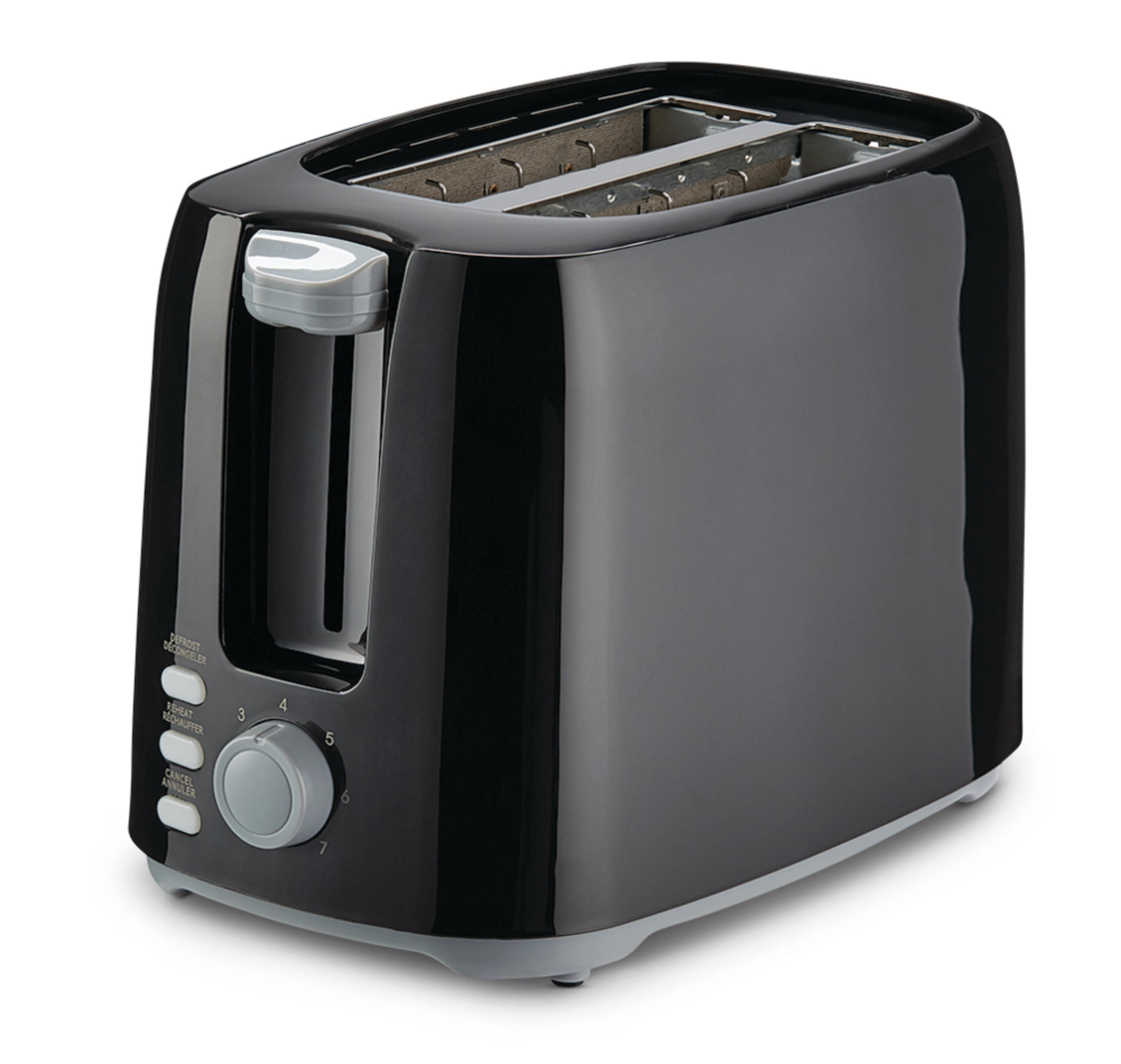 MASTER Chef Wide Slots Toaster w/ 7 Settings, Black, 2-Slices Front_Three_Fourths_Angled_Left