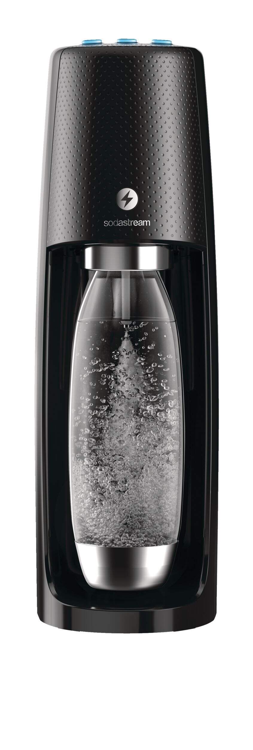 SodaStream One Touch Sparkling Water Maker w/ 60L CO2 Cylinder & Reusable, BPA-Free Bottle, Black Front_Flat