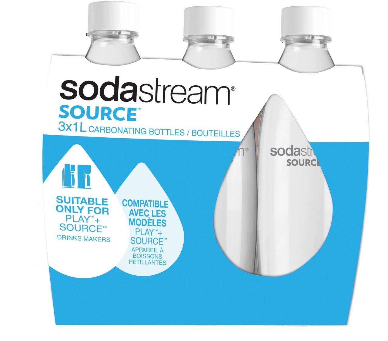Bouteilles à gazéifier SodaStream Fuse, sans BPA, noir 1 L, paq. 2