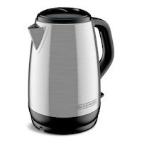 Black & Decker Cordless Electric Kettle w/ Auto Shut Off, Stainless Steel, 1.7L Front_Three_Fourths_Angled_Left