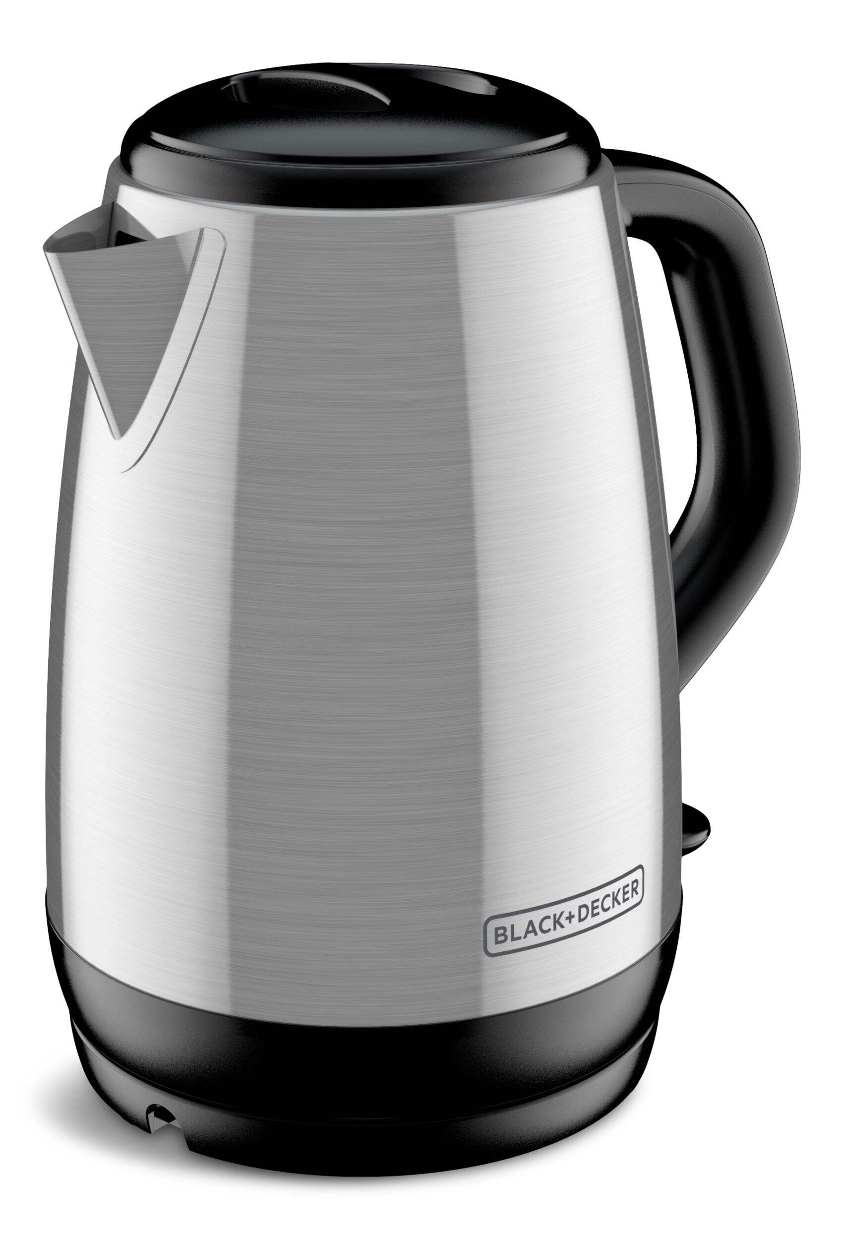 Black & Decker Cordless Electric Kettle w/ Auto Shut Off, Stainless Steel, 1.7L Front_Three_Fourths_Angled_Left