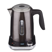PADERNO Cordless Programmable Electric Kettle w/ Digital Display, Black Stainless Steel, 1.7L Front_Elevated