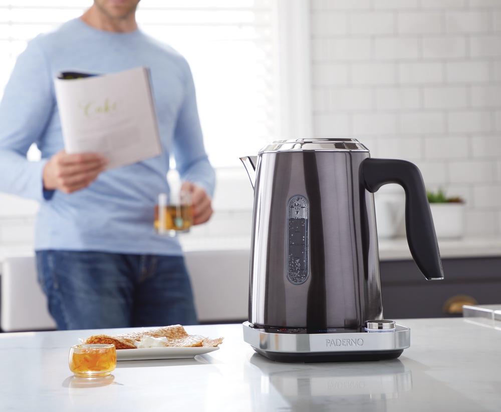 PADERNO Cordless Programmable Electric Kettle w/ Digital Display, Black