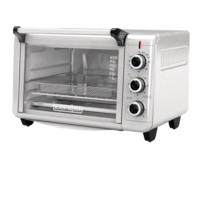 Black & Decker Crisp 'N Bake Convection Air Fryer Toaster Oven w/ 5 Functions, Stainless Steel, 6-Slices Front_Three_Fourths_Angled_Left