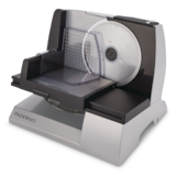 PADERNO Electric Food Slicer w/ Removable Parts, Black Stainless Steel Front_Three_Fourths_Angled_Left