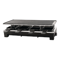 Salton Non-Stick 8-person Raclette/Party Grill Set, Stainless Steel, Black, 18x9-in Front_Angled_Left