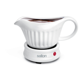 Salton Ceramic Electric Gravy Warmer, Dishwasher & Microwave Safe Boat, White Front_Elevated