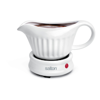 Salton Ceramic Electric Gravy Warmer, Dishwasher & Microwave Safe Boat, White Front_Elevated
