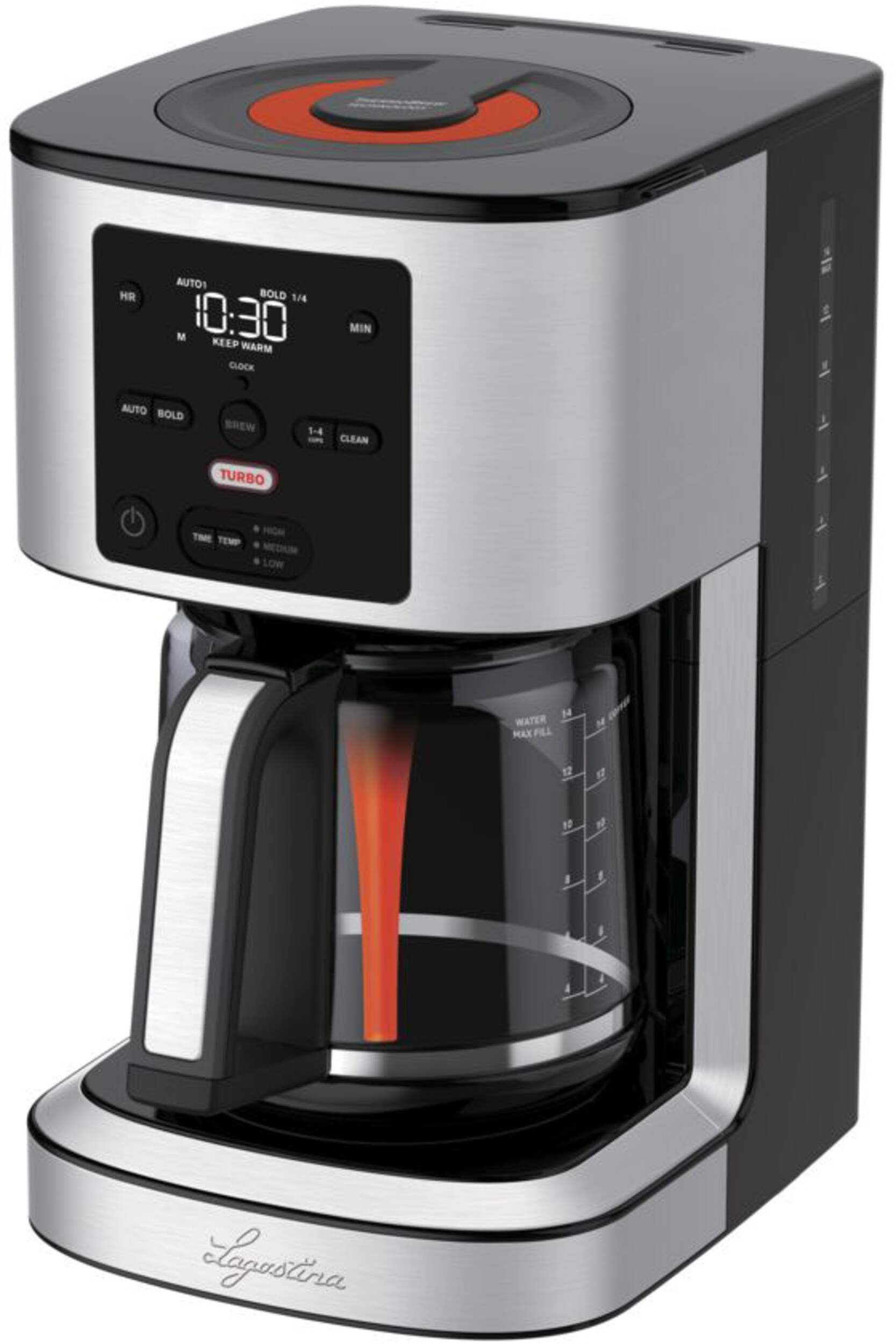 Lagostina ThermoBrew Turbo M3 Programmable Coffee Maker, Black, 14 Cups