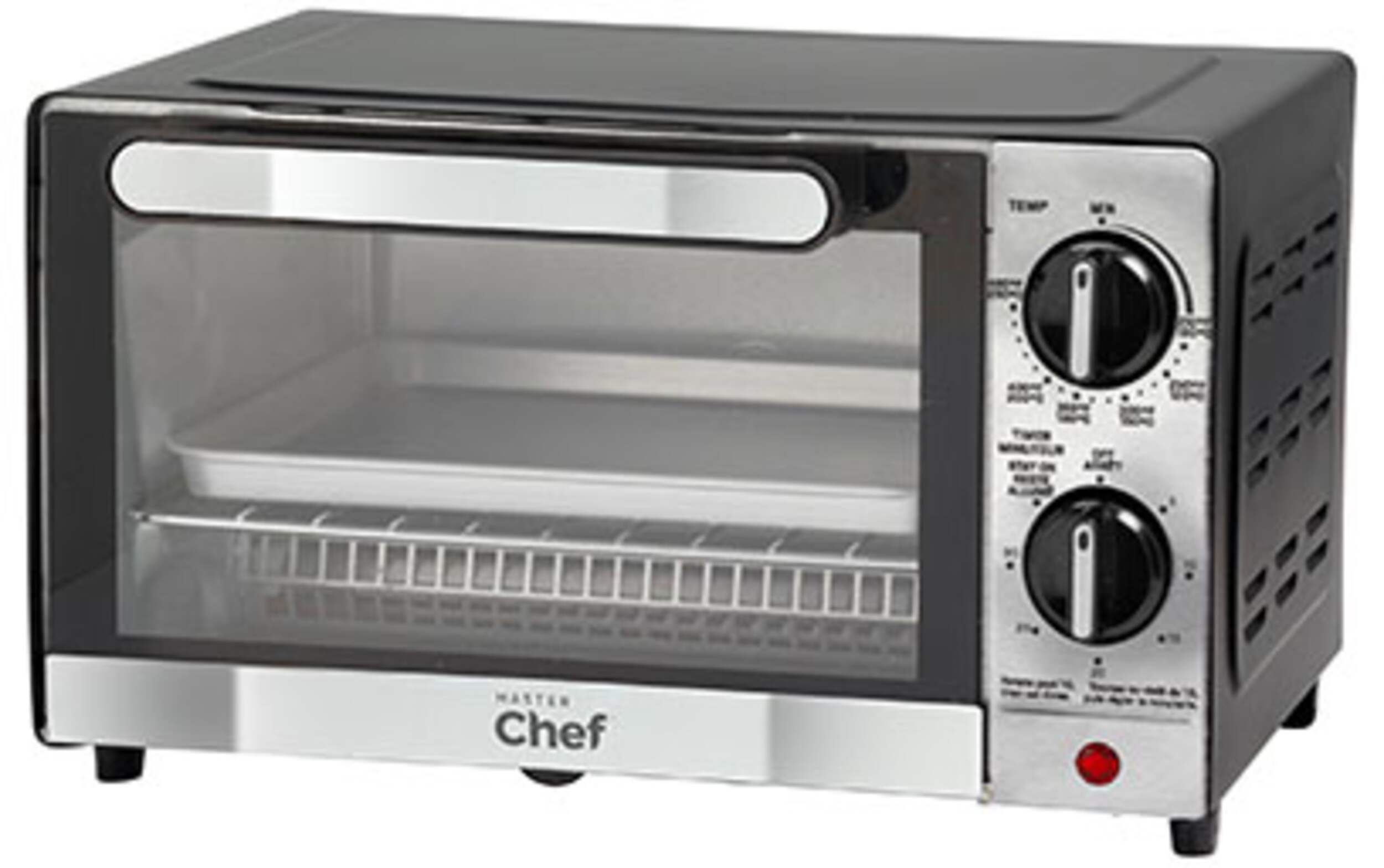 MASTER Chef Toaster Oven w/ 3 Functions, Stainless Steel, 4Slices