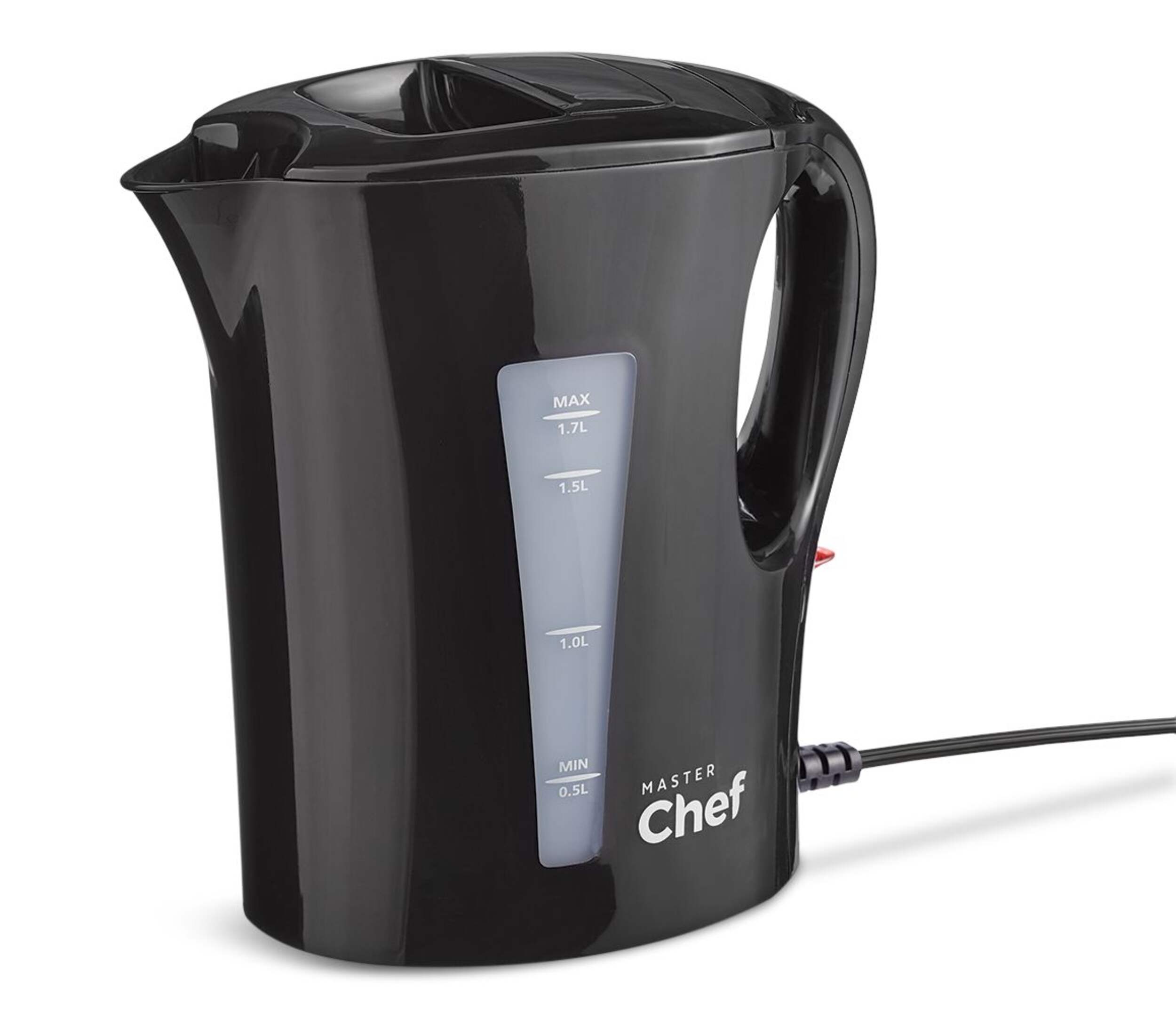 MASTER Chef Corded Electric Kettle w/ Auto Shut Off, Black, 1.7L Front_Angled_Left