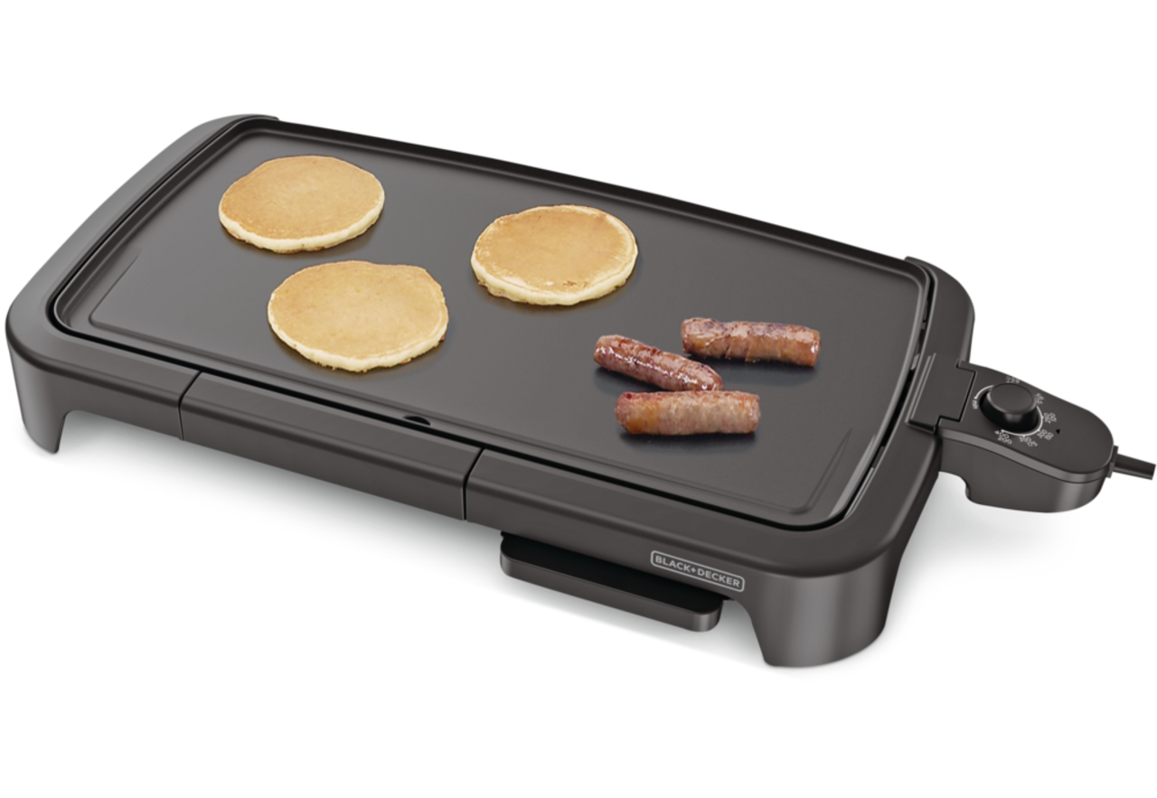 Black Decker Family Sized Non Stick Electric Griddle w Warming Tray Black 18x10 in