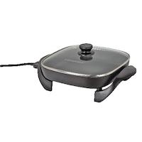Black & Decker Non-Stick Electric Skillet, Black, 12x12-in Front_Three_Fourths_Angled_Left