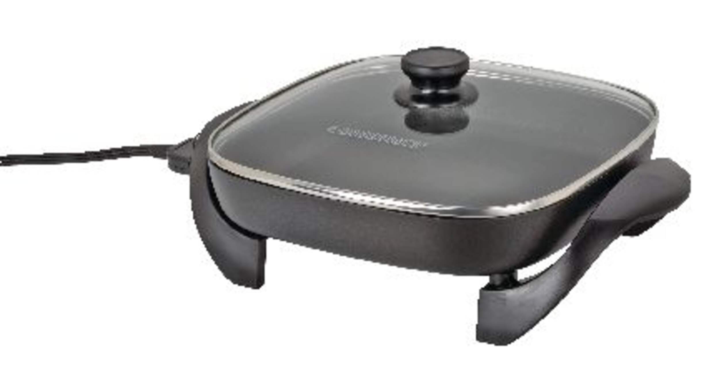 Black & Decker Non-Stick Electric Skillet, Black, 12x12-in Front_Three_Fourths_Angled_Left