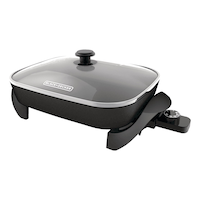 Black & Decker Family-Sized Non-Stick Electric Skillet, Black, 12x15-in Front_Three_Fourths_Angled_Left