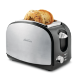 Sunbeam Designer Extra Wide Slots Toaster w/ 7 Settings, Stainless Steel, Black, 2-Slices Front_Angled_Right