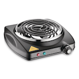 MASTER Chef Single Burner Hot Plate, Black, 1000W Front_Three_Fourths_Angled_Right